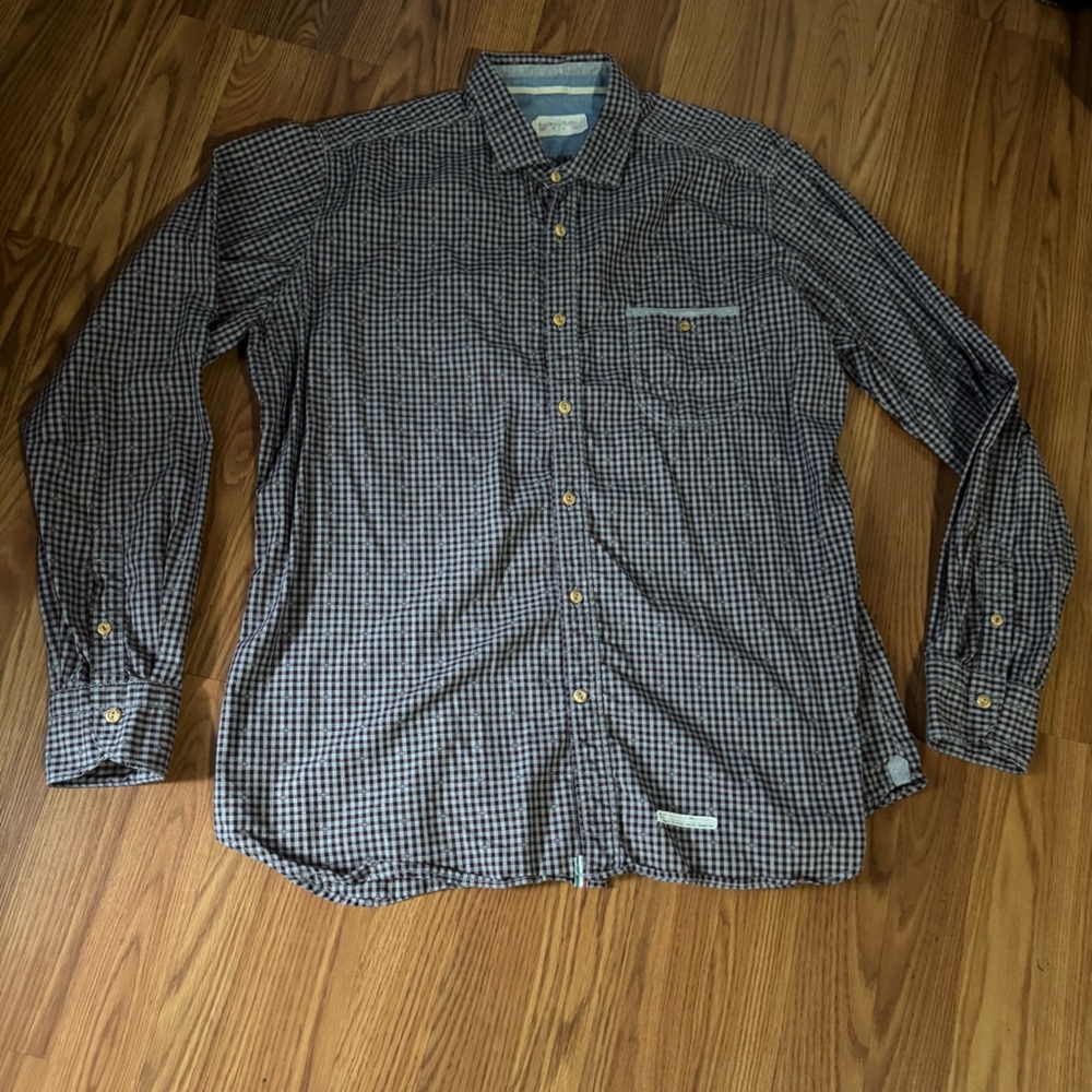 Tintoria Mattei Red Checkered Gingham Button Up Shirt Designer Luxury Business‎